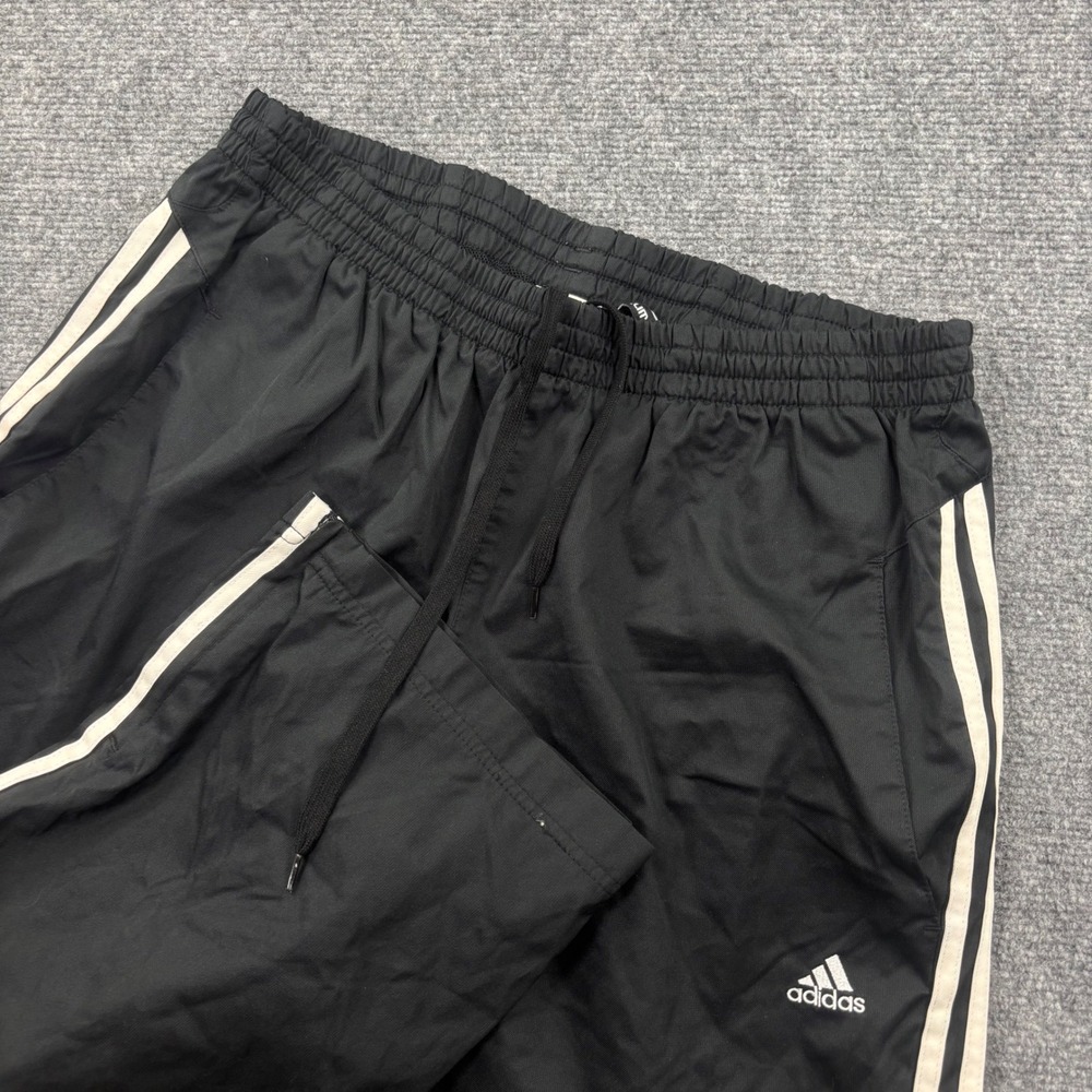 Adidas Track Pants Large Black 3 Stripe Climalite Mesh Lined Men's‎
